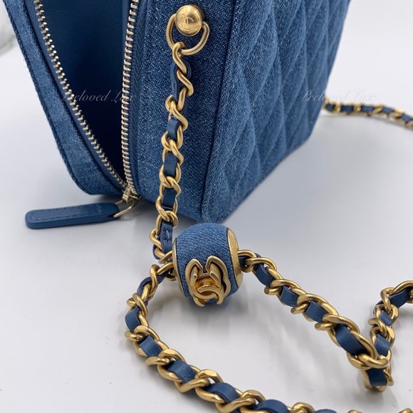 Authentic CHANEL Denim Pearl Crush Camera Bag - Picture 11 of 16